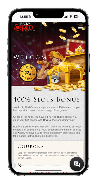 Lucky Red Casino bonus page