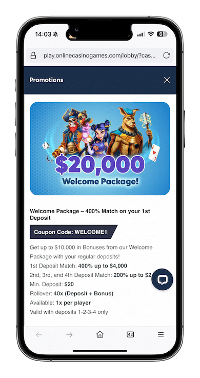 OnlineCasinoGames promotions page