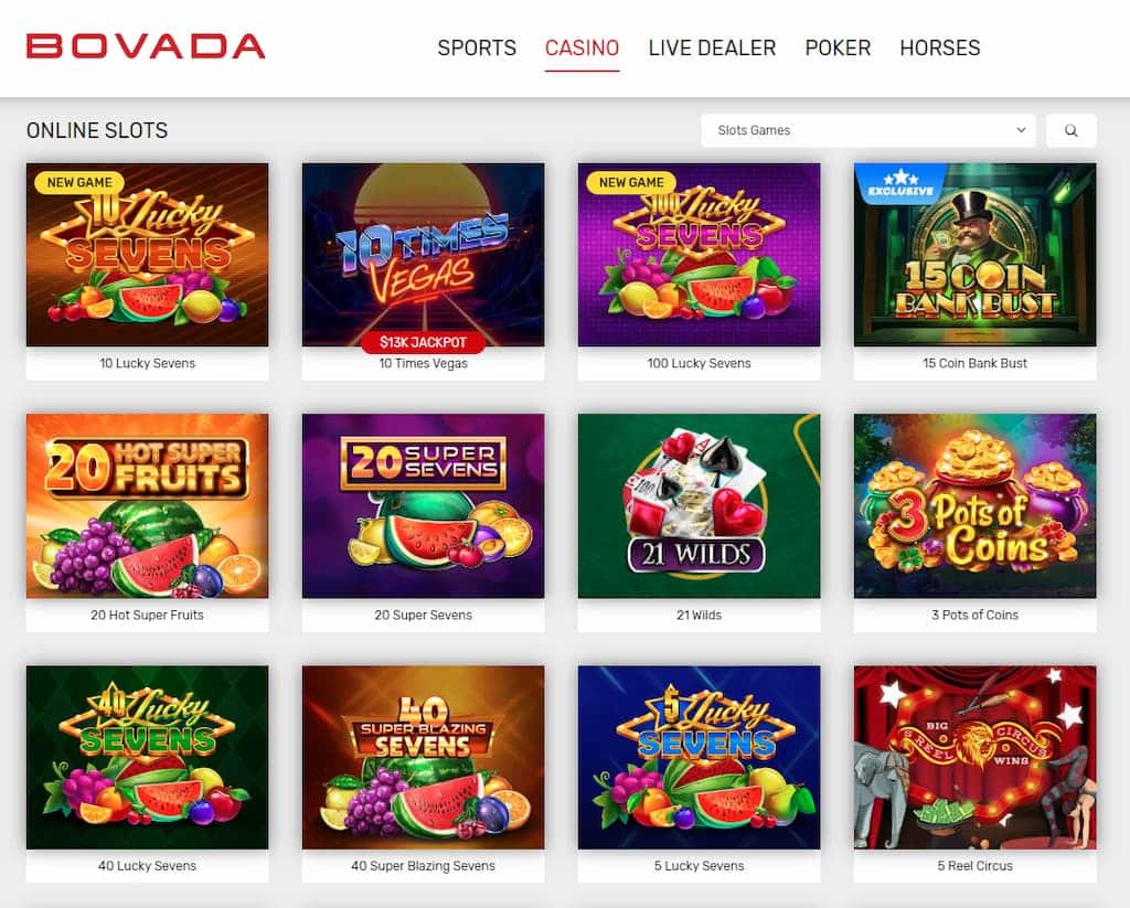 Bovada Casino Games