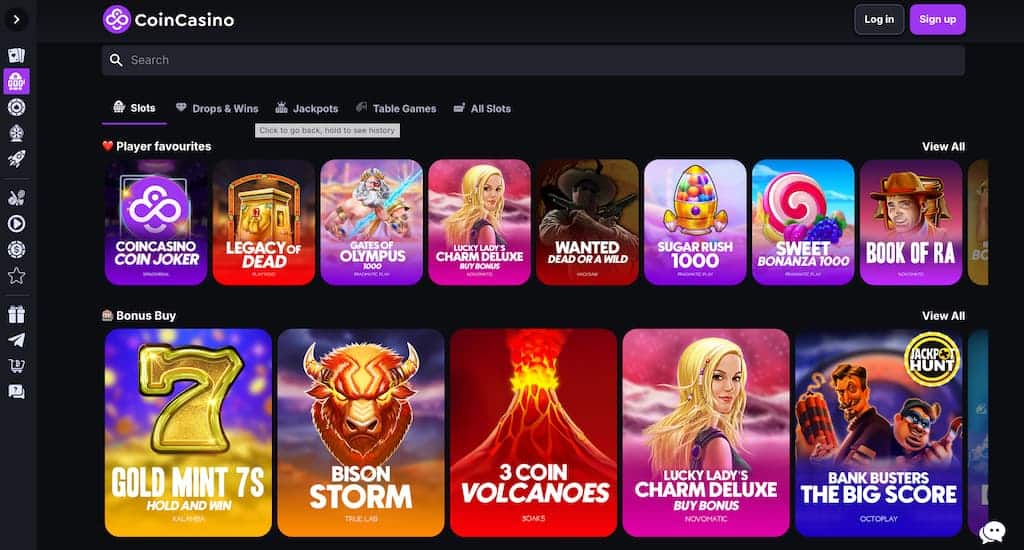 CoinCasino slots page