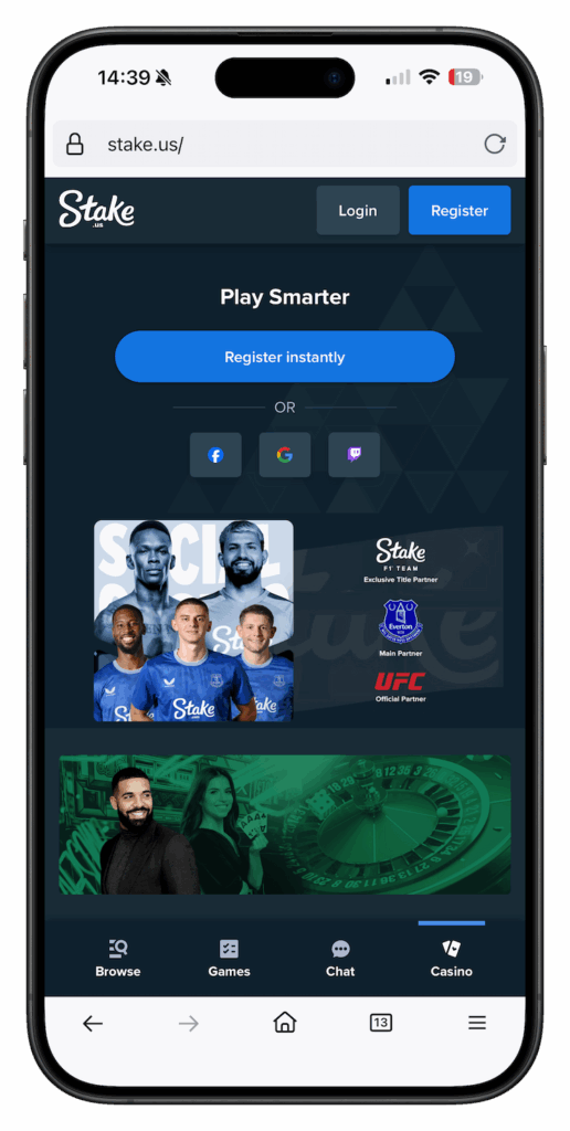 Stake.us mobile site